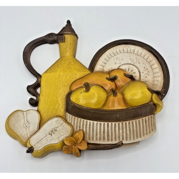 Vintage Syroco Fruit Wall Plaque Kitchen Fruit Yellow Orange Apple Pear 7610A - Picture 11 of 11